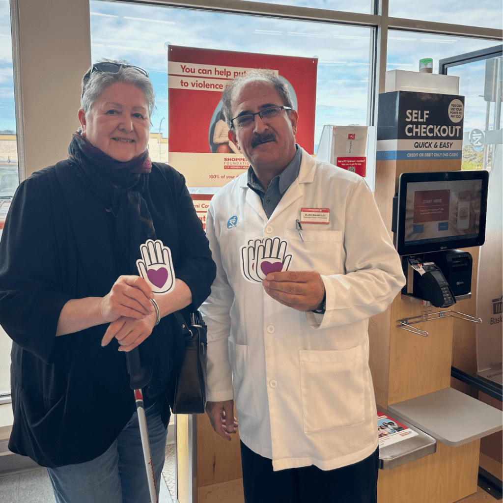 Sage Haven Society ED Ellen Frood and Shoppers Owner Bijan Mahmoudi 